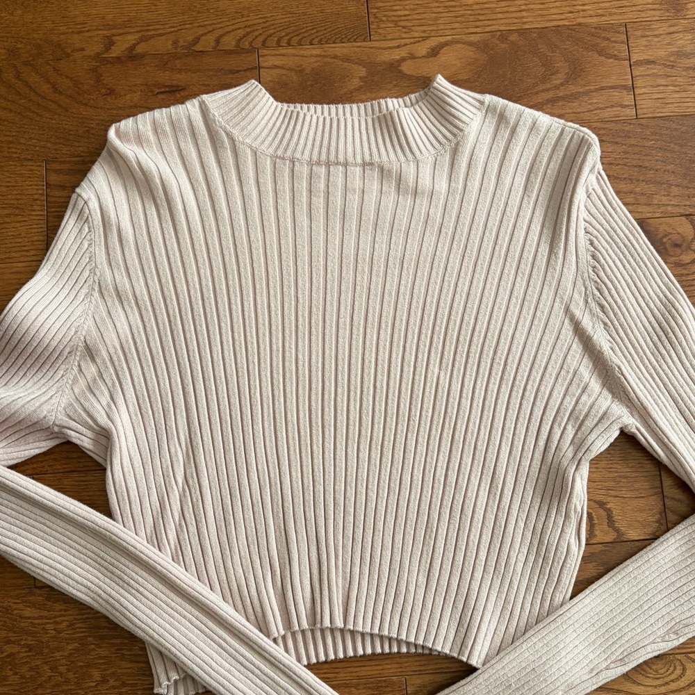 Garage Light Pink Ribbed Crop Top